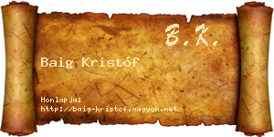 Baig Kristóf névjegykártya